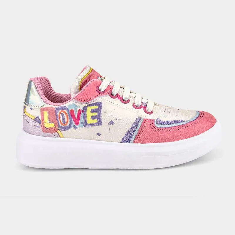Tênis Infantil Bibi Glam Branco Com Estampa Love 34