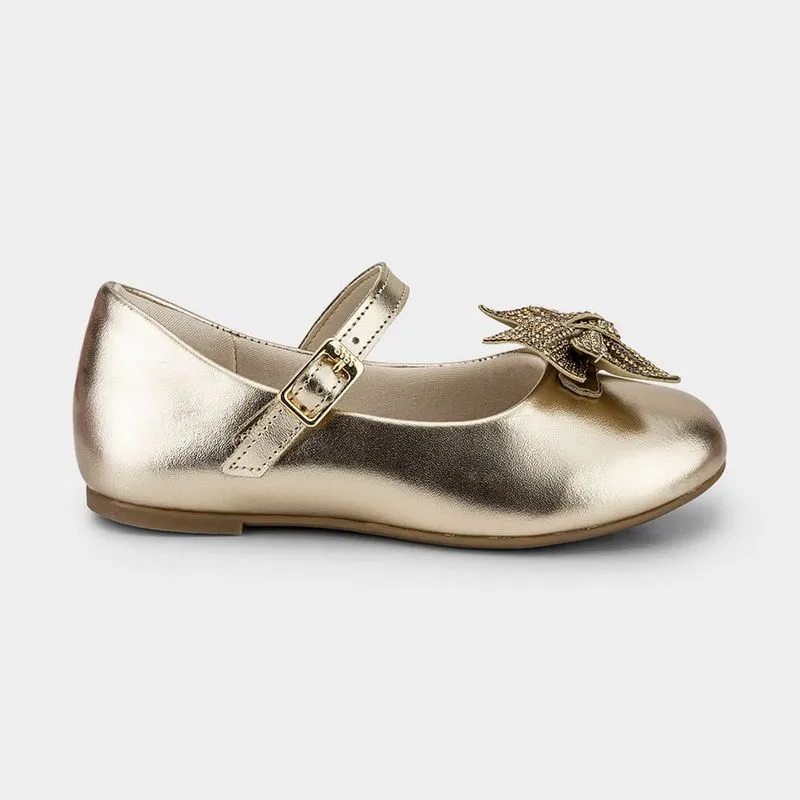 Sapatilha Infantil Bibi Ballerina Mini Dourada de Laço 21