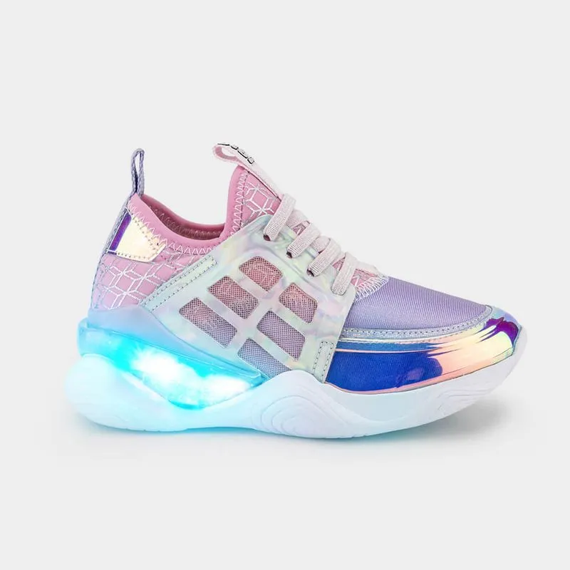 Tênis Infantil de Luz Bibi Light Flow Rosa e Lilás 31