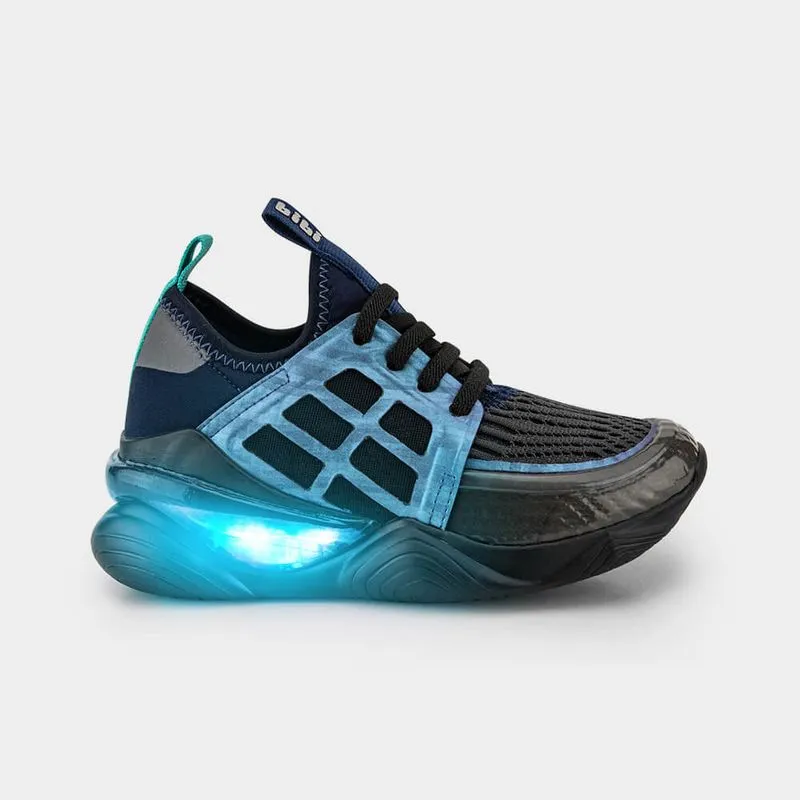 Tênis Infantil de Luz Bibi Light Flow Preto e Azul 25