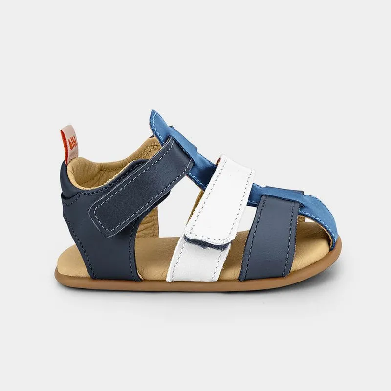 Sandália Infantil Bibi Afeto 2.0 Azul e Branca de Couro 1204015 14/15