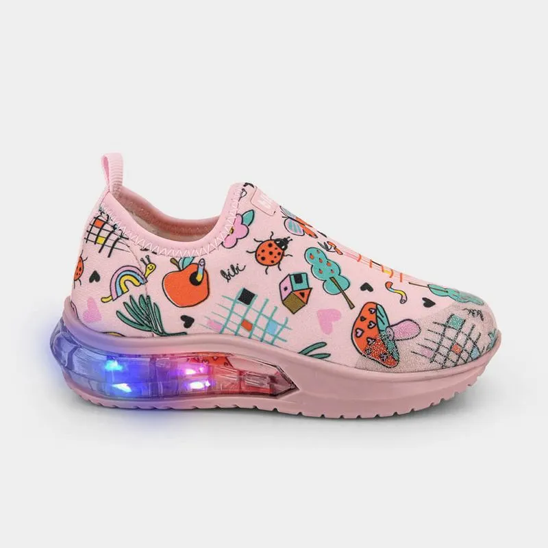 Tênis Infantil de Luz Bibi Space Wave 3.0 Rosa Sugar Estampado 22
