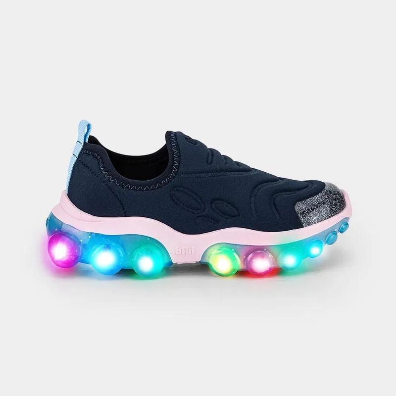 Tênis Infantil de Luz Bibi Roller Celebration 2.0 Azul Naval e Sugar 22