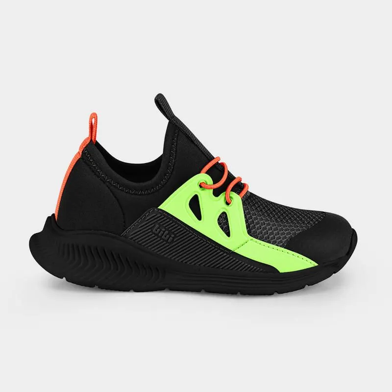 Tênis Infantil Bibi Fly Baby II Preto com Verde e Laranja 18