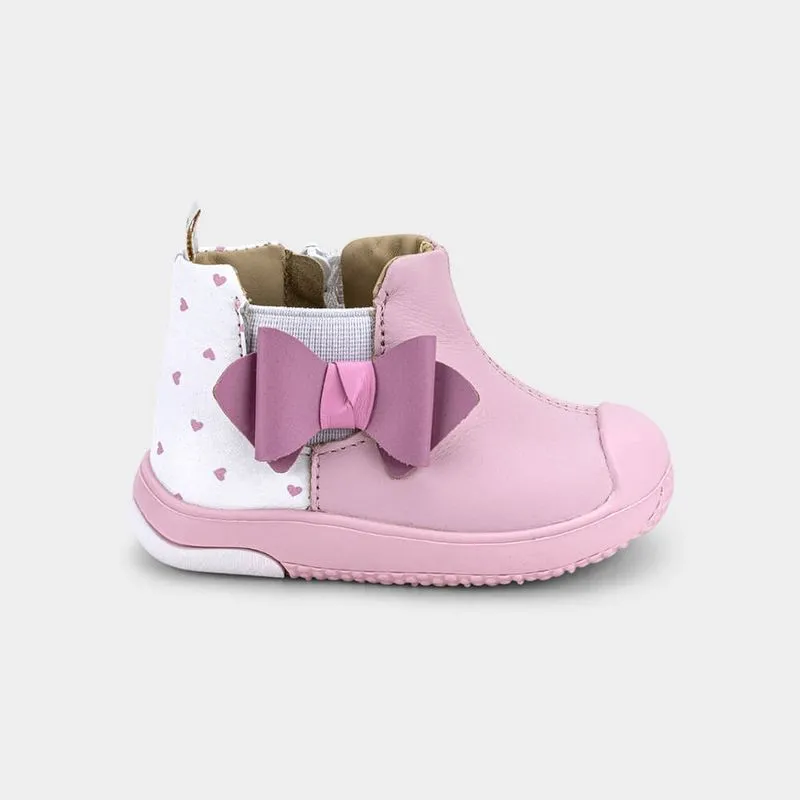 Abotinado Infantil Bibi Prewalker Rosa com Laço 23