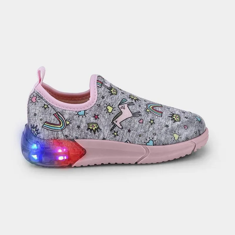 Tênis Infantil de Luz Bibi Space Cinza de Unicórnio 24