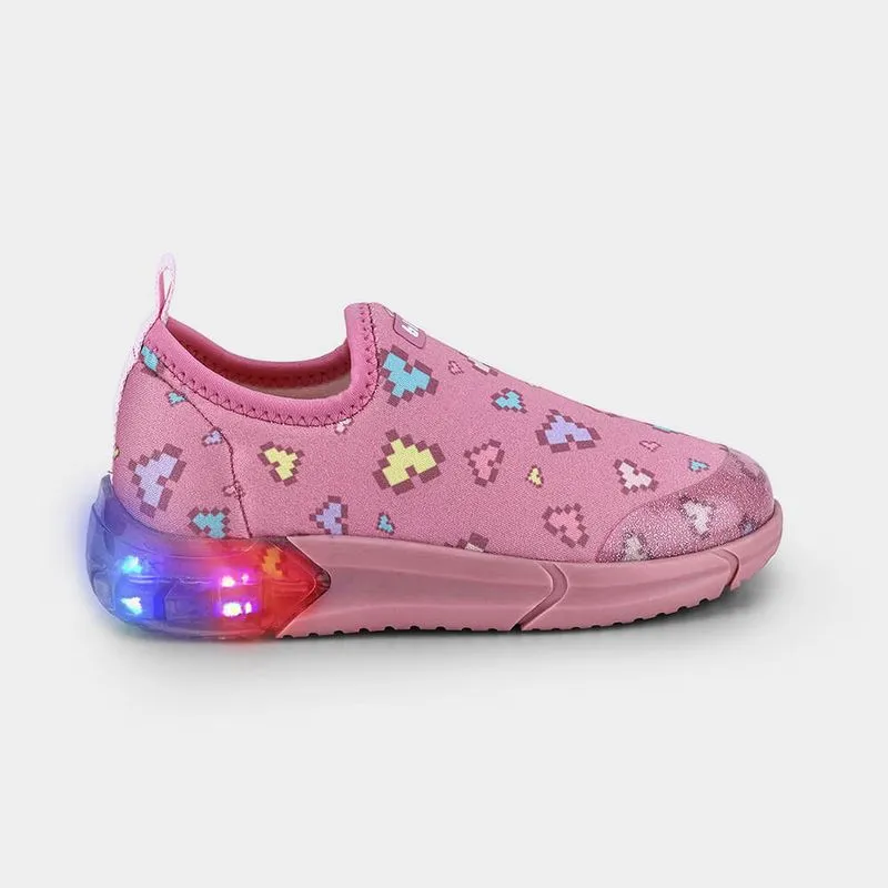 Tênis Infantil de Luz Bibi Space Rosa de Coração 29