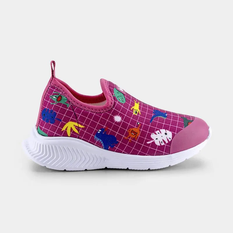 Tênis Infantil Bibi Fly Baby II Rosa Pink Estampa Monsters 23