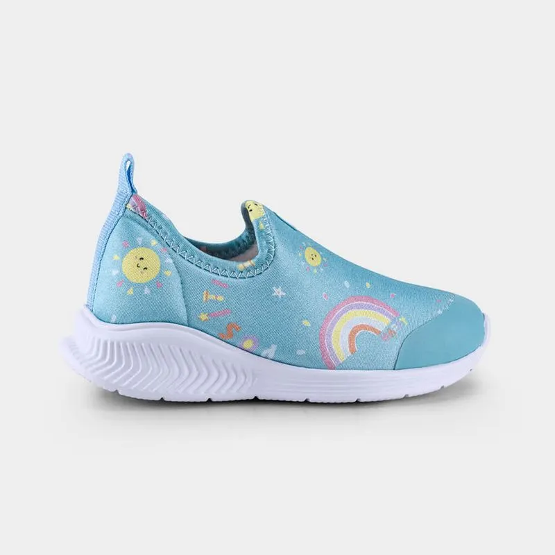 Tênis Infantil Bibi Fly Baby II Azul Sky Estampa Arco-íris 19