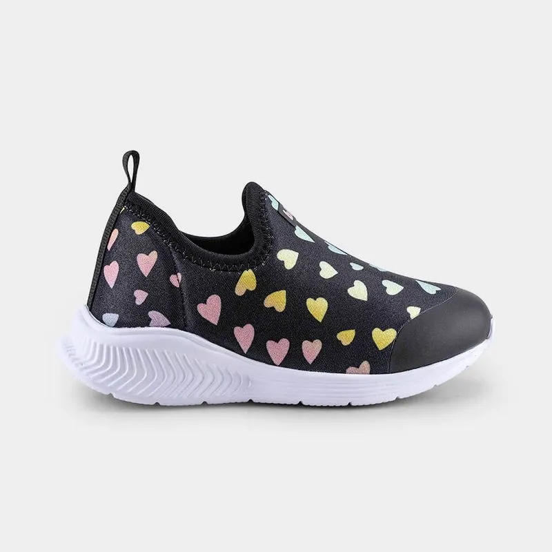 Tênis Infantil Bibi Fly Baby ll Preto com Estampa de Corações 20