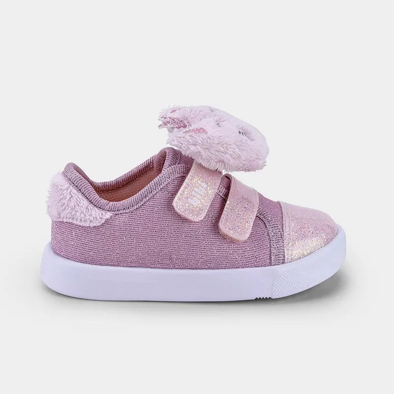 Tênis Infantil Bibi Agility Mini II Rosa com Gatinho de Pelúcia 22
