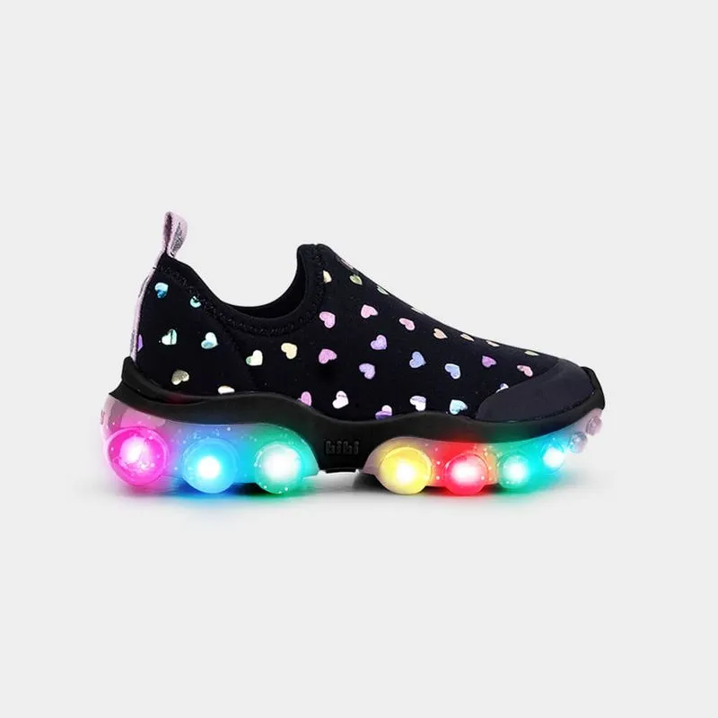 Tênis Infantil de Luz Bibi Roller Celebration 2.0 Preto de Coração 24