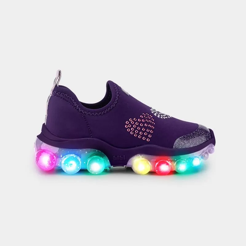 Tênis Infantil de Luz Bibi Roller Celebration 2.0 Roxo de Coração 27