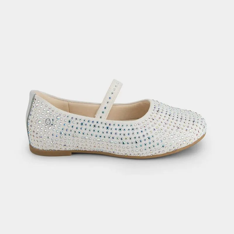 Sapatilha Infantil Bibi Ballerina Basic Branca com Pedrinhas Brilhosas 34