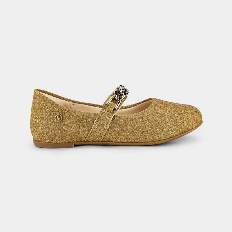 Sapatilha Infantil Bibi Ballerina Kids Dourada com Tira 28