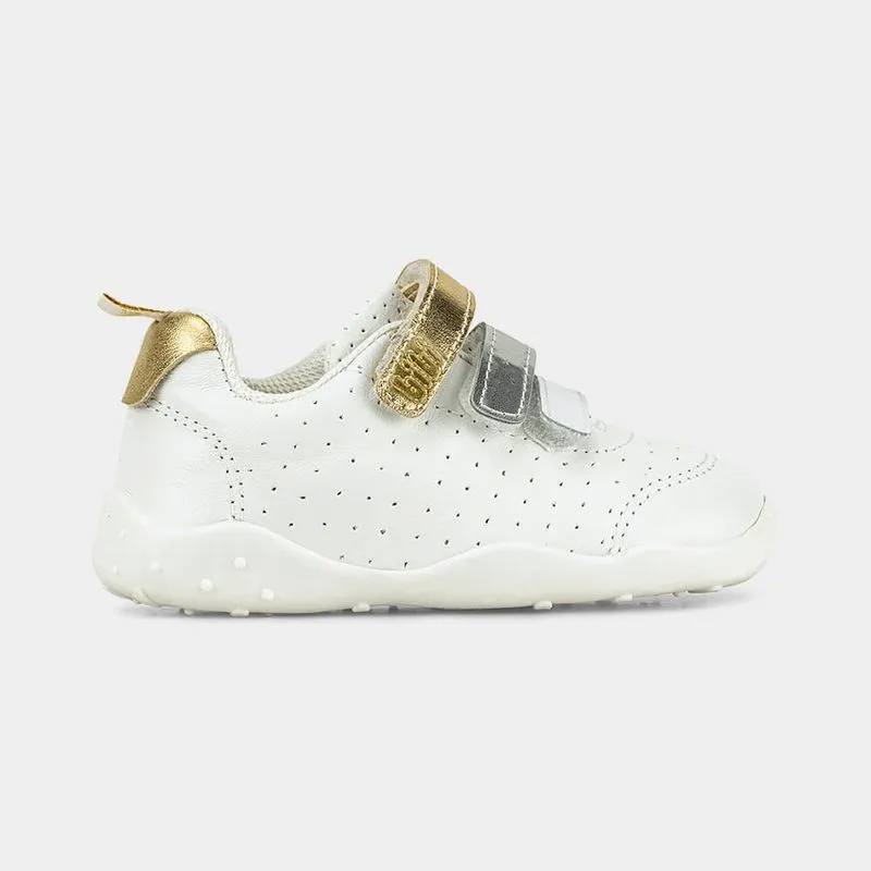 Tênis Infantil Bibi Fisioflex Originals Branco com Dourado de Tiras 23