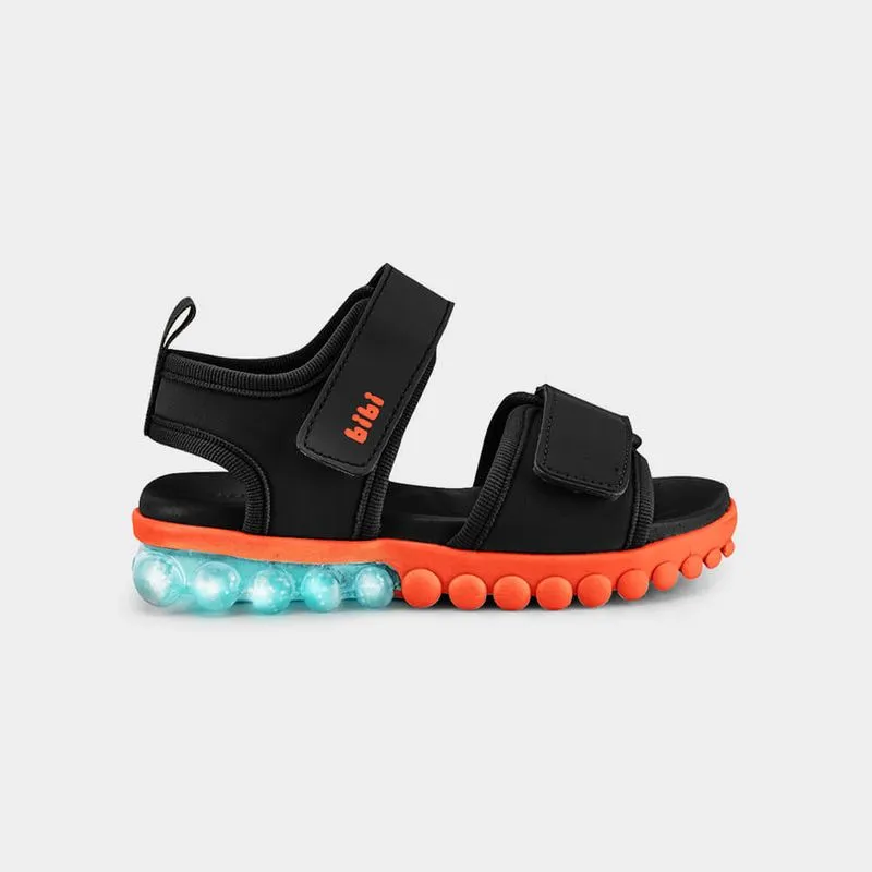 Sandália Infantil de Luz Bibi Summer Roller Light Preto e Fire 27