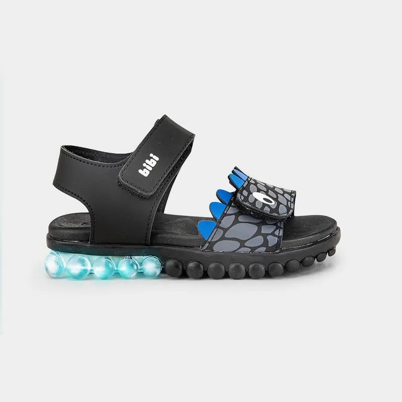Sandália Infantil de Luz Bibi Summer Roller Light Preta de Dino 28