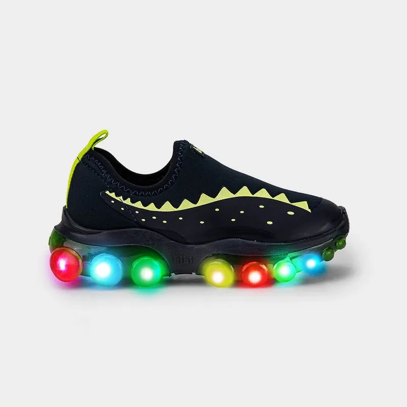 Tênis Infantil de Luz Bibi Roller Celebration 2.0 Azul Marinho e Citrus de Dino 27