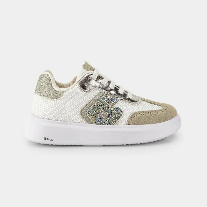 Tênis Infantil Bibi Glam Branco com Prata de Brilhos 30