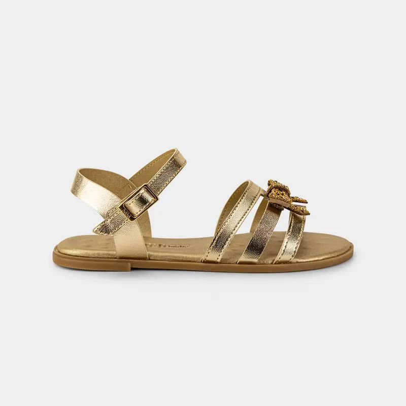 Sandália Infantil Bibi Shine Kids Dourada de Tiras 29