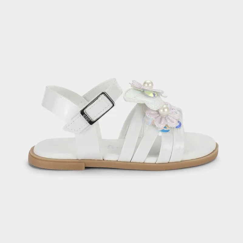Sandália Infantil Bibi Shine Mini Branca de Flores 21