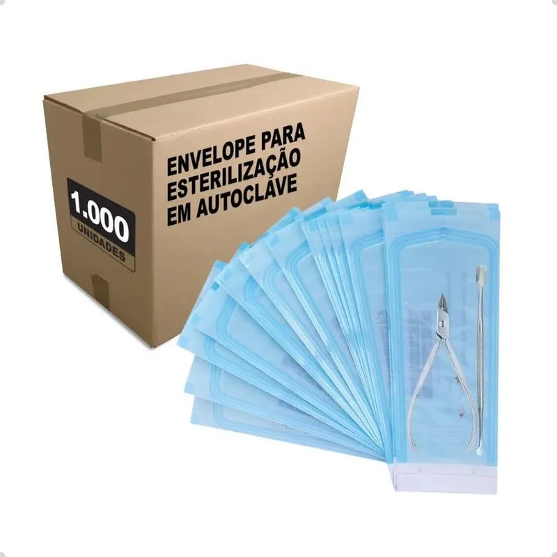 Envelope Autoclave Esterilização Manicure 9cm X 23cm 1000 Un