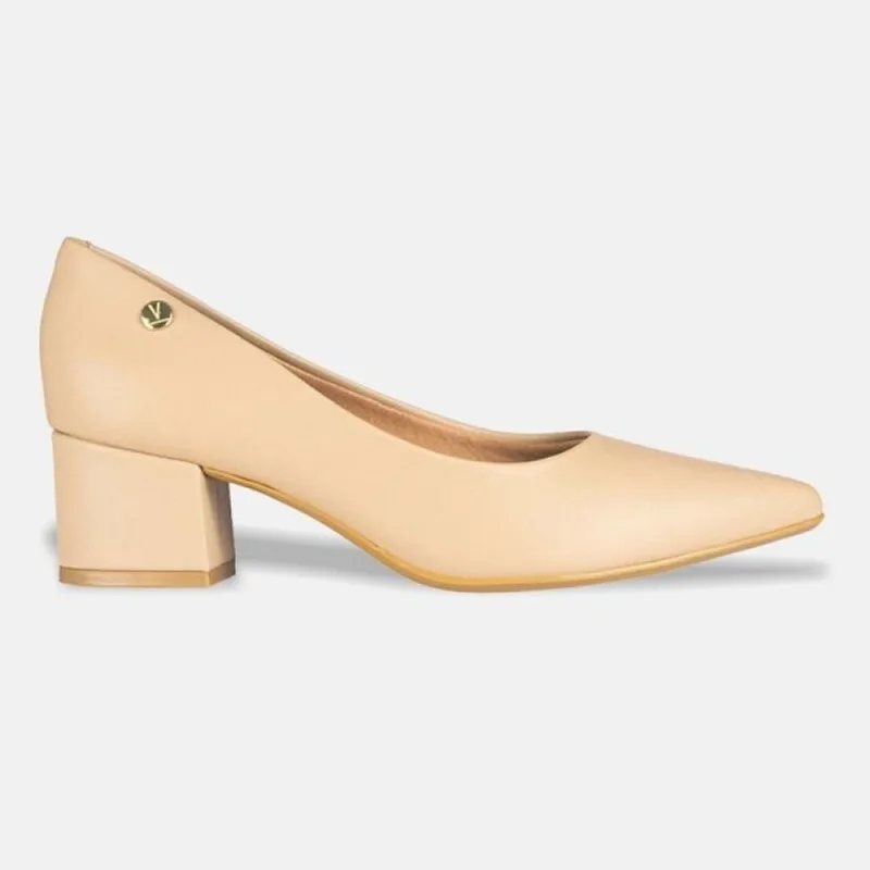 Sapato Scarpin Vizzano Pelica Bico Fino Salto Bloco Pelica -1220.315.7286 35 / Bege