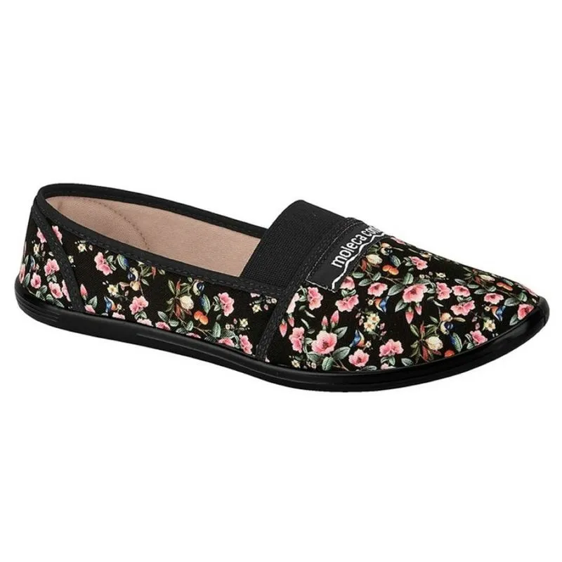 Sapatilha Moleca Conforto Elástico Lona Floral Feminina