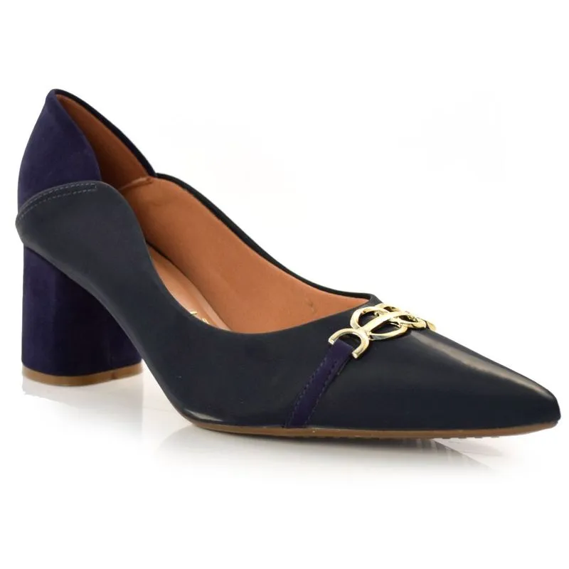 Scarpin Feminino com Salto Bloco Vizzano Azul 1342106-20428 34