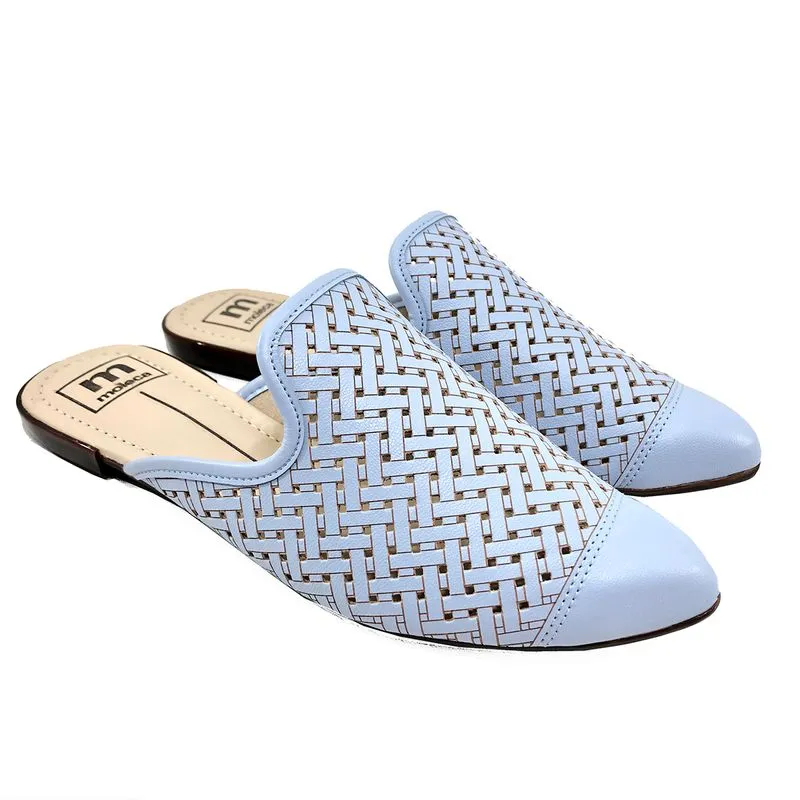 Mule Moleca Laser Cut Feminino - Jeans - 35
