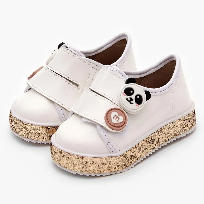 Tênis Infantil Molekinha Panda Glitter - Creme - 22