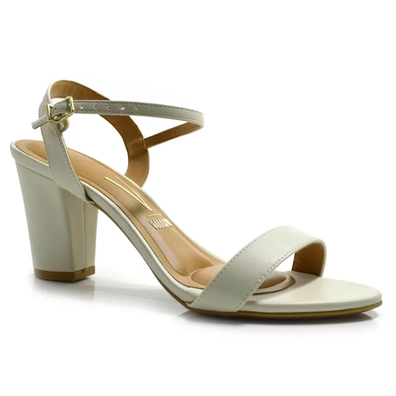 Sandália de Salto Bloco Feminina Vizzano Off White 6262.474.7286 38