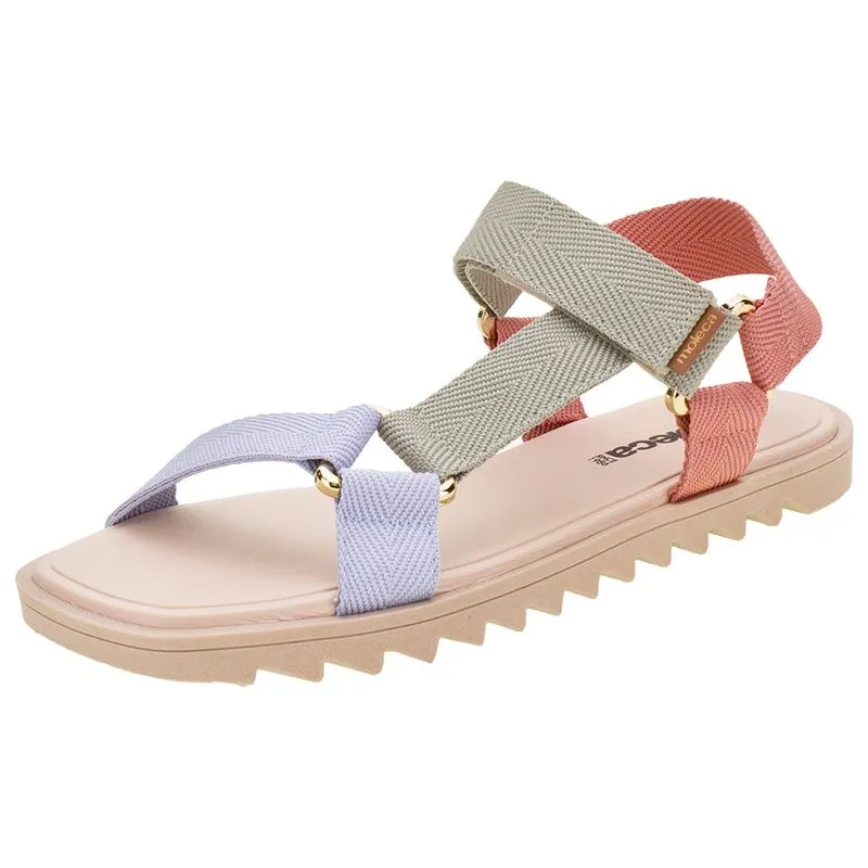 Sandália Feminina Moleca - 5454101 BEGE/AZUL 36