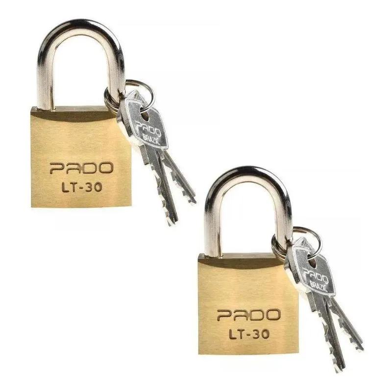 2 Cadeados Pado Lt 30mm 4 Chaves Não Enferruja Resistente