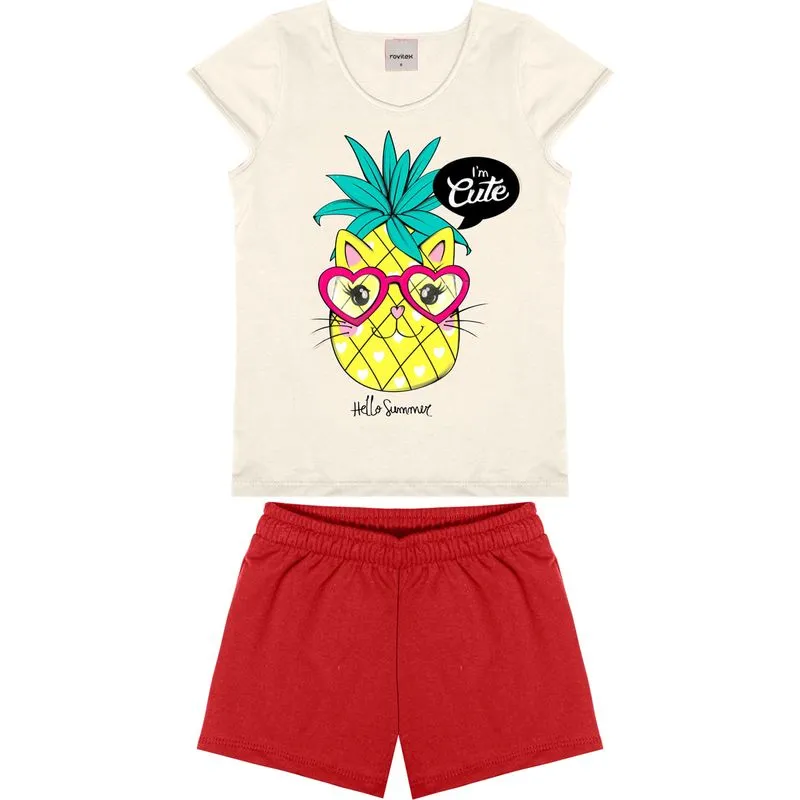 Conjunto Infantil Feminino Coração Rovitex Kids Bege 6