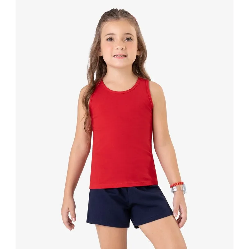 Regata Básica Infantil Feminina Rovi Kids Vermelho 16