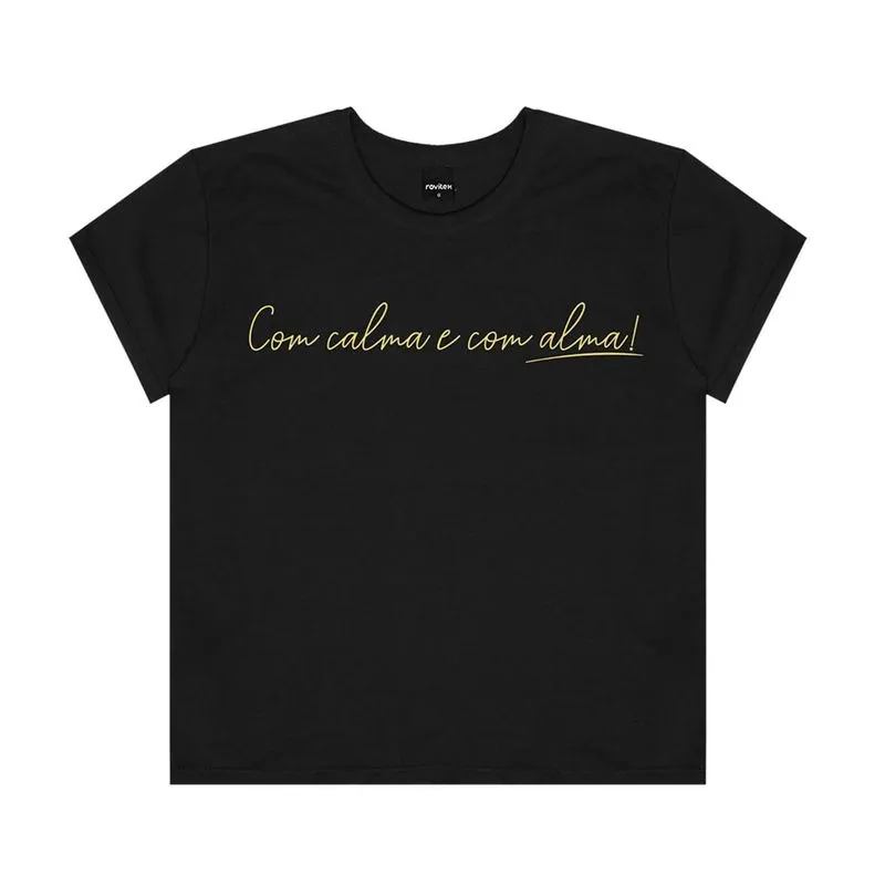 T-shirt com Estampa Feminina Rovitex Preto G