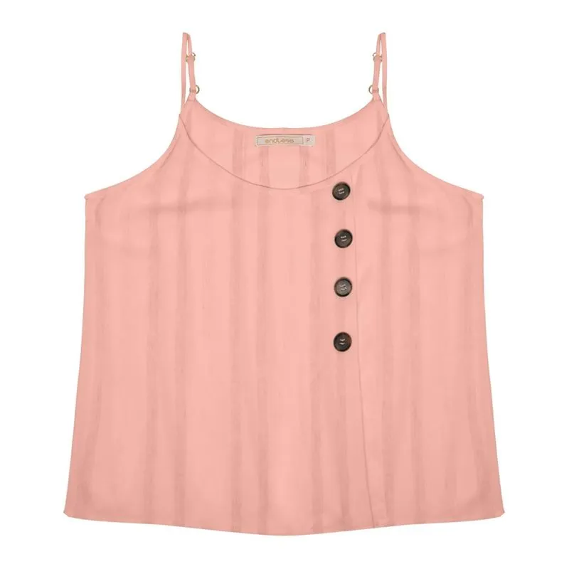 Blusa de Alça com Botões Endless Rosa GG