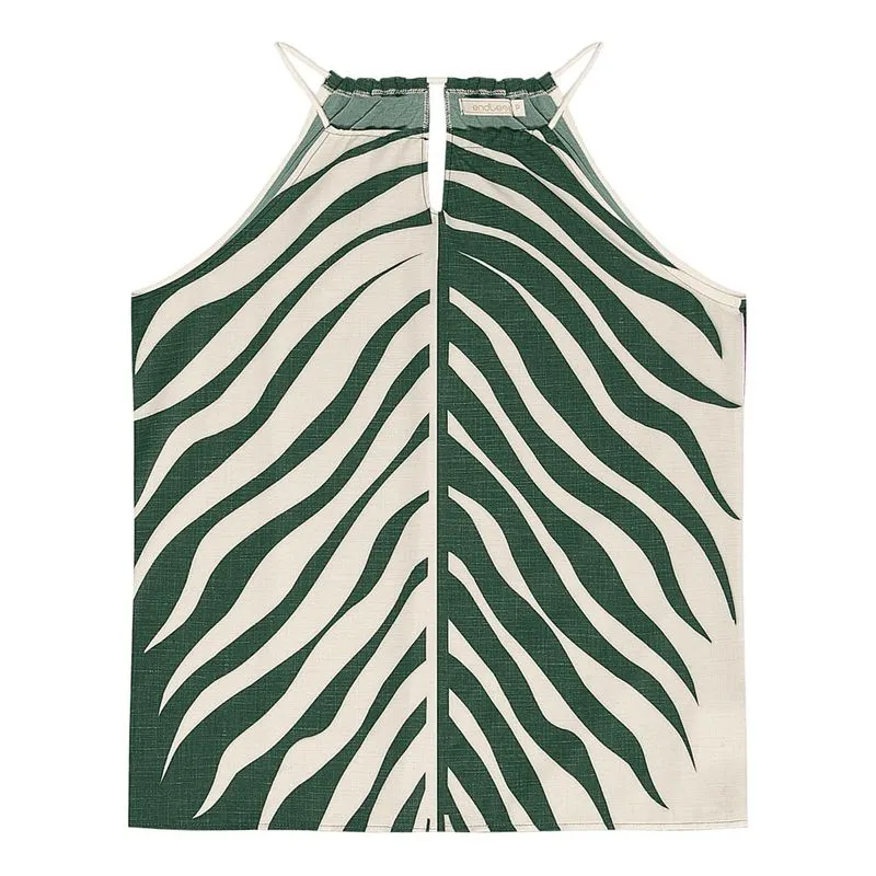Blusa de Alça Feminina Animal Print Endless Verde G