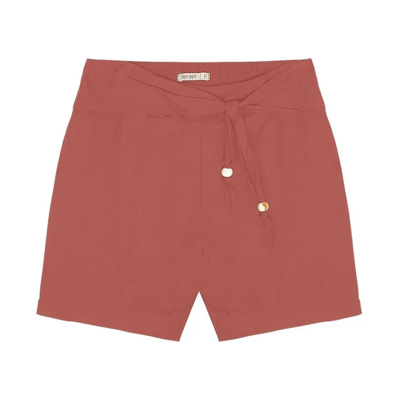 Shorts Feminino Plus Size Secret Vermelho Plus G