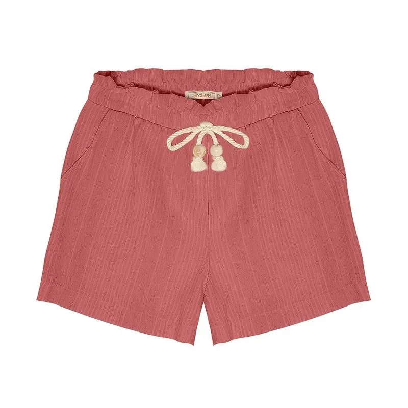 Shorts Feminino Viscolinho Listrado Endless Rosa G