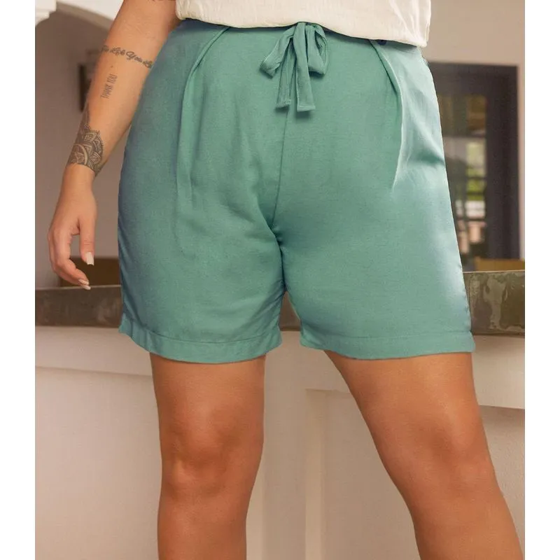 Shorts Feminino Plus Size Secret Verde Plus P