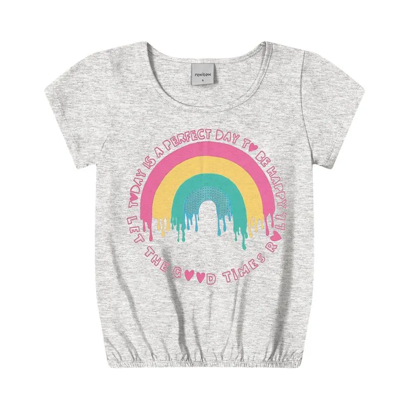 Blusa Infantil Arco-íris Rovitex Kids Cinza 8