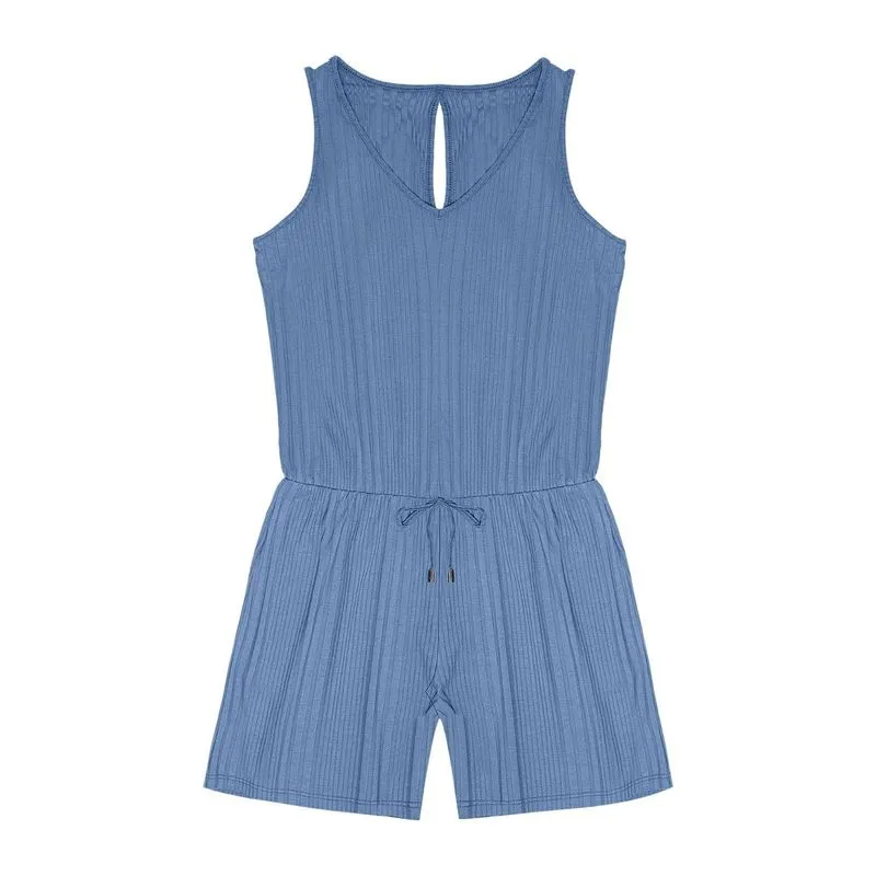 Macaquinho Feminino de Ribana Canelada Endless Azul P