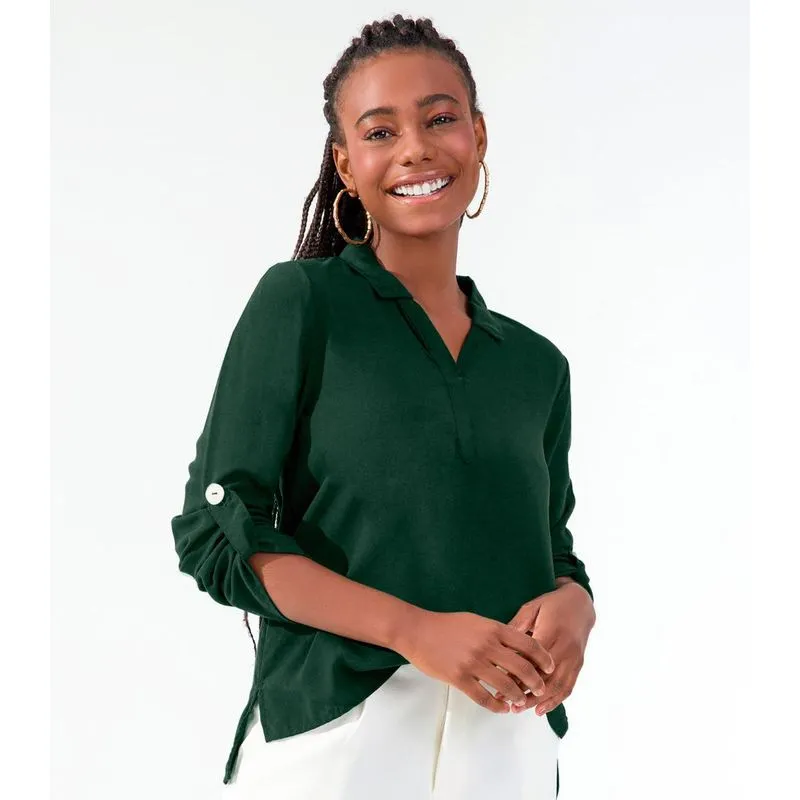 Camisa Feminina Manga Longa Rovitex Verde P