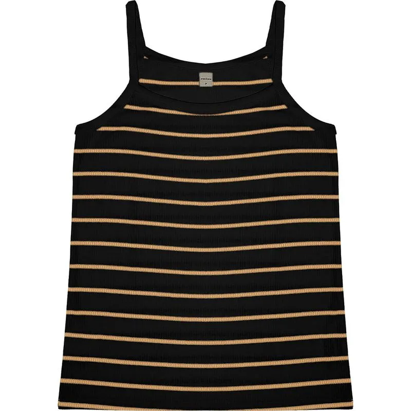 Blusa Feminina de Alça Listrada Rovitex Preto GG