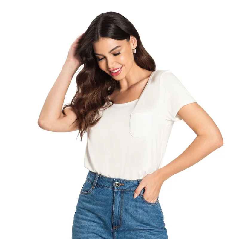 Blusa Feminina Viscotorcion Com Bolso Rovitex Bege M