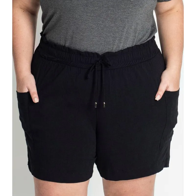 Shorts Feminino Plus Size com Elástico Secret Glam Preto Plus G3