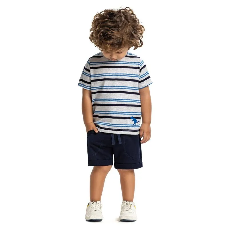 Conjunto Shorts Masculino Infantil Trick Nick Cinza 2